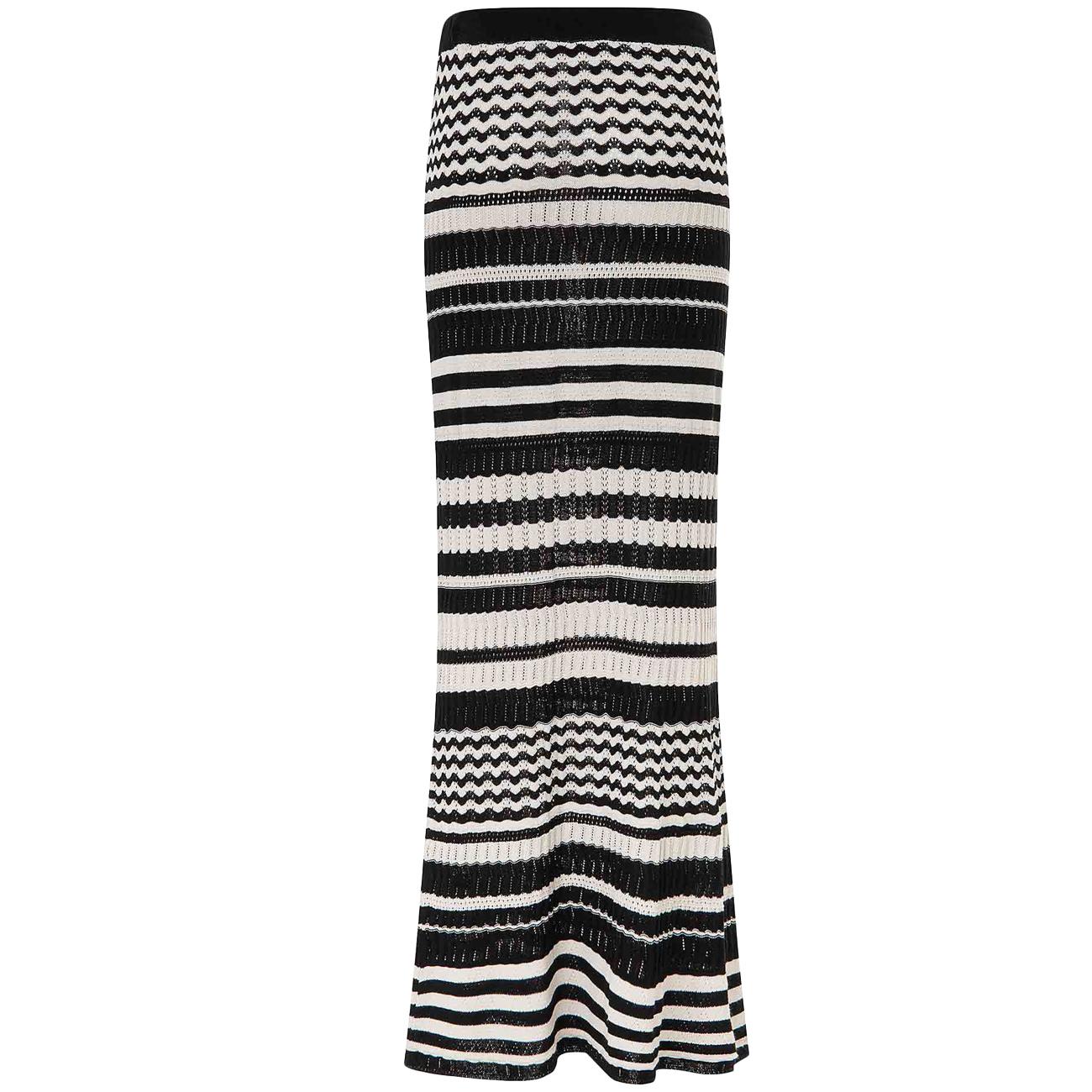 Gonna Lunga A Righe In Maglia GOKD13207 NERO/BIANCO AKEP 
