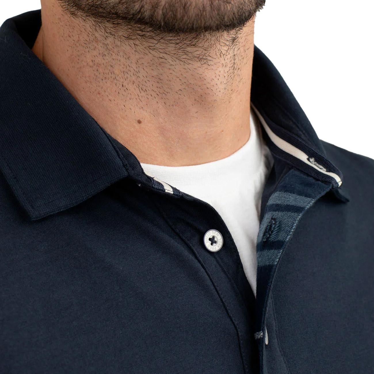 Polo Manica Lunga Con Dettagli Check FM25W02QU A0601 BLUE FRED MELLO 