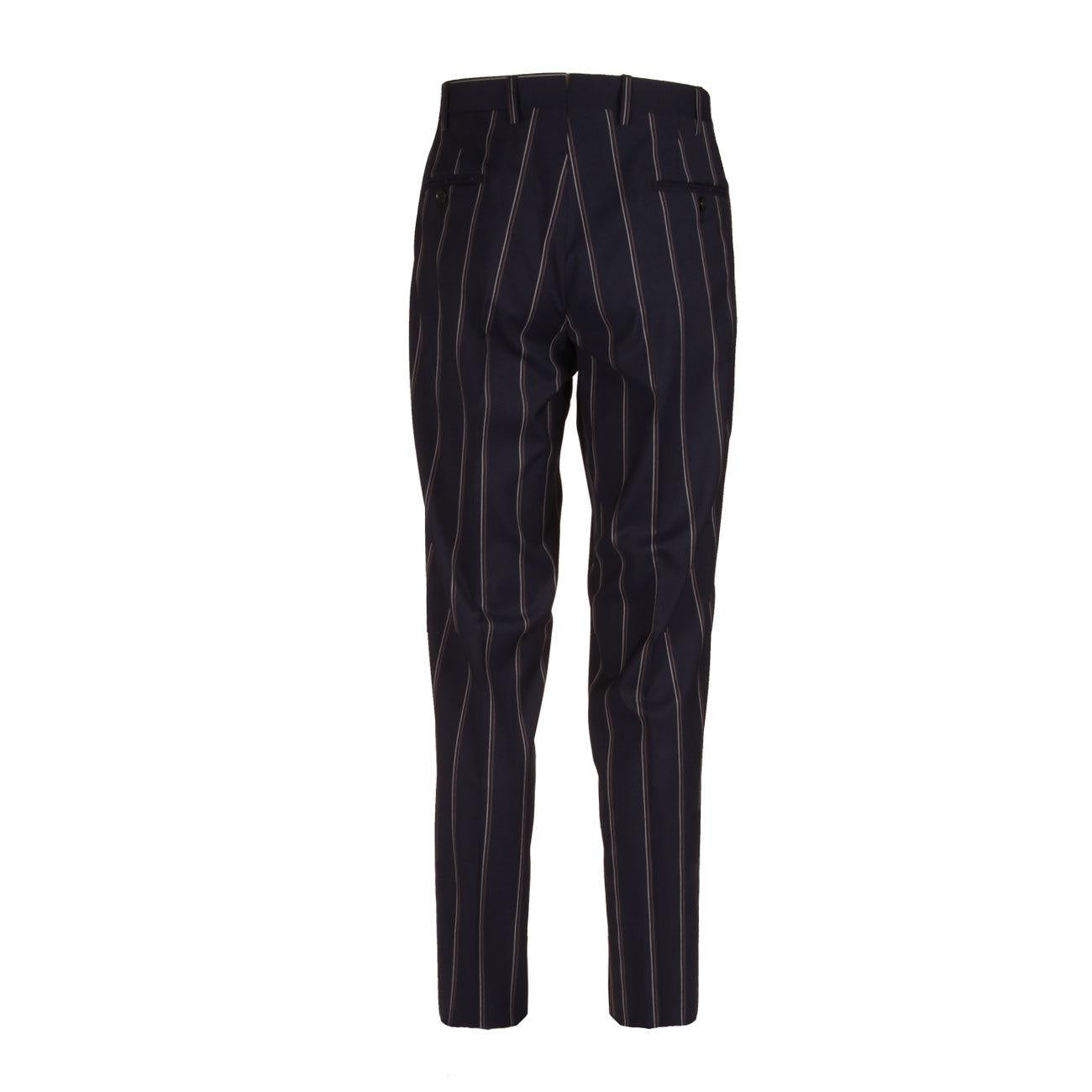 ABITO U. COLLO LANCIA TASCA TICKET POCKET GESSATO LBM 33069/1/3654 BLU RIGATO L.B.M.1911. 