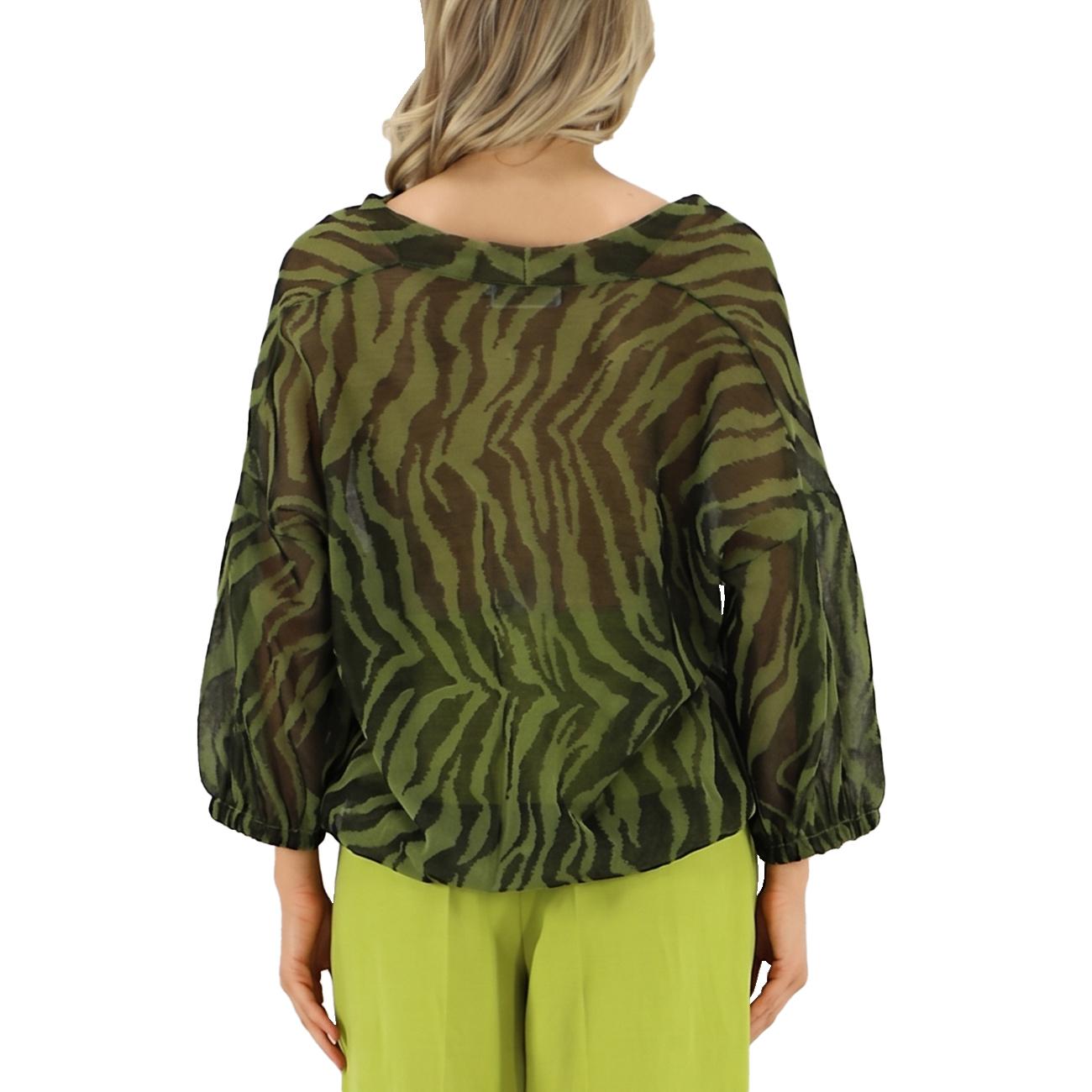 Blusa Jacquard Animalier CMKD13248 VERDE/NERO AKEP 