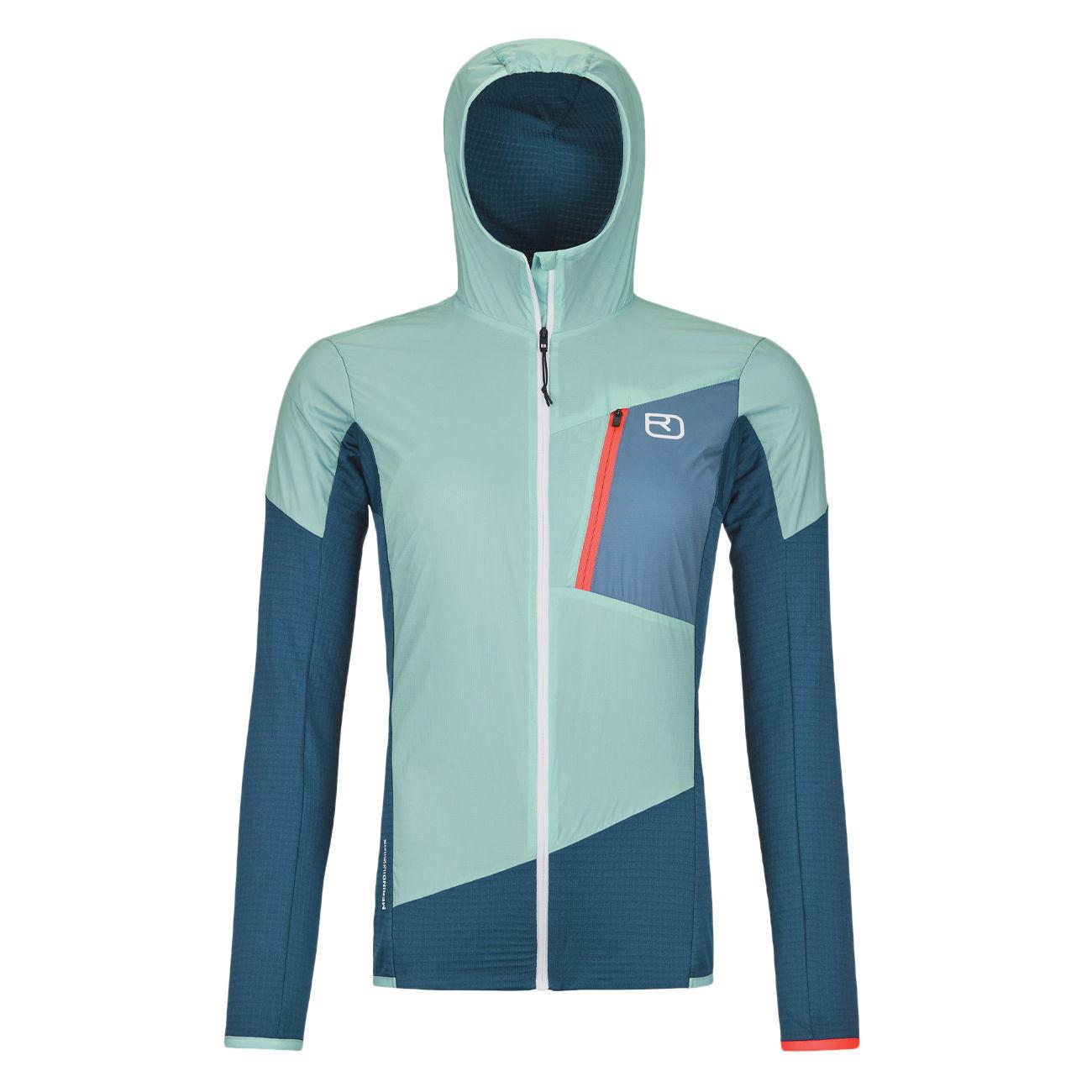 GIACCA D. LADIZ HYBRID JACKET ISOL. MERINO FUNZ. C/INSERTI ANTIVENTO ORTOVOX 86959 PETROL BLUE ORTOVOX 