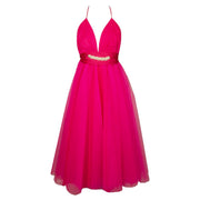 Abito Barbie Lungo Con Strass Donna Fuxia 24H/A034 FUXIA TWENTYFOURHAITCH 
