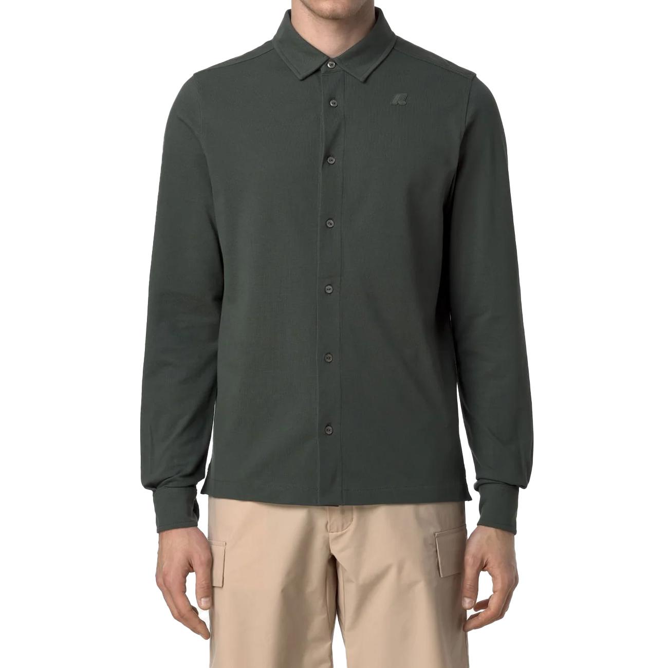 Camicia Timothee Pique K21425W WMR GREEN BLACKISH K-WAY 
