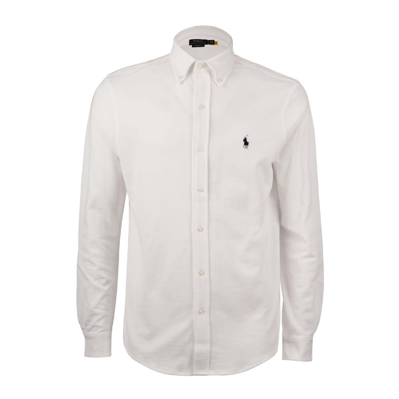 Camicia Down Piquet Uomo Bianco 710654408 003 WHITE POLO RALPH LAUREN 