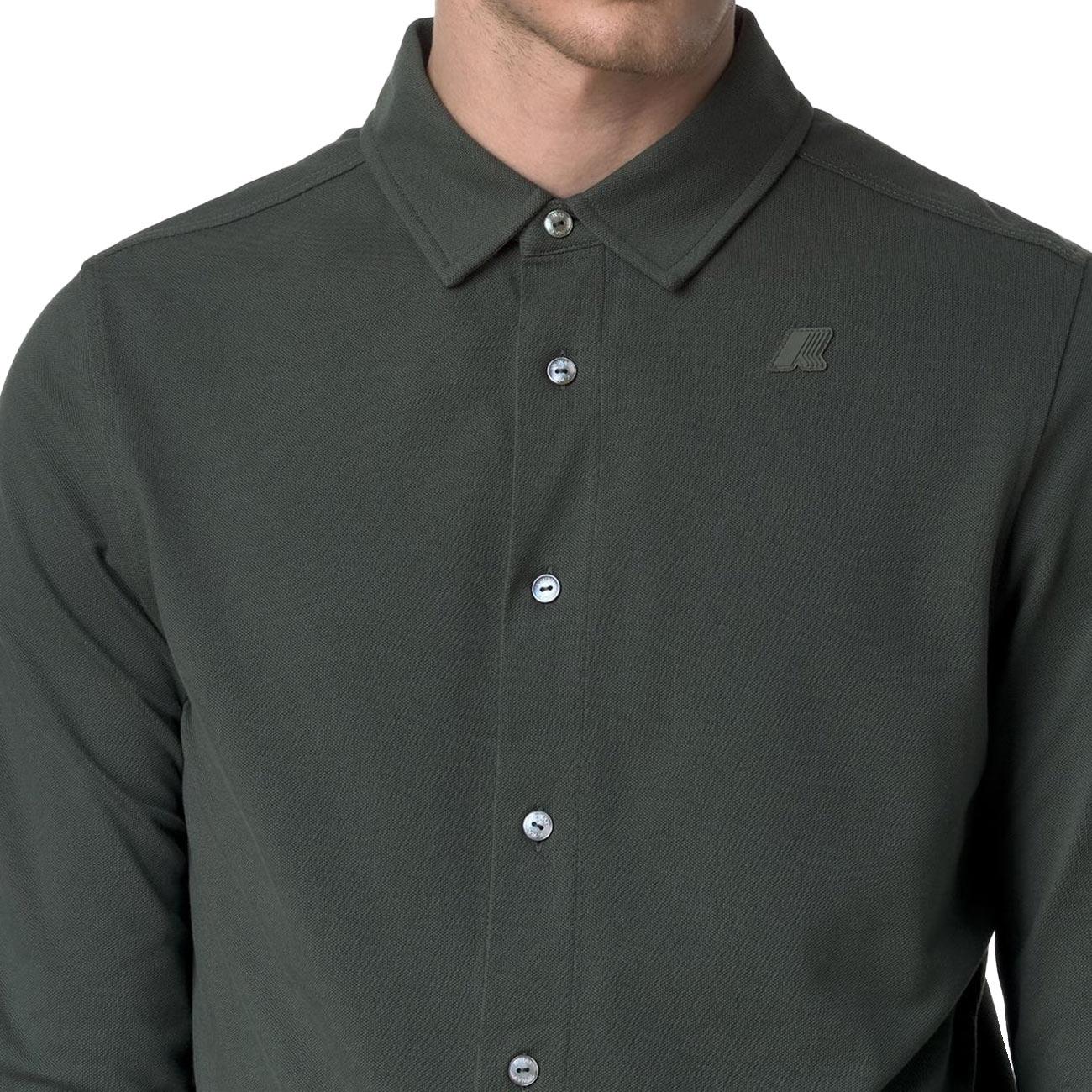 Camicia Timothee Pique K21425W WMR GREEN BLACKISH K-WAY 