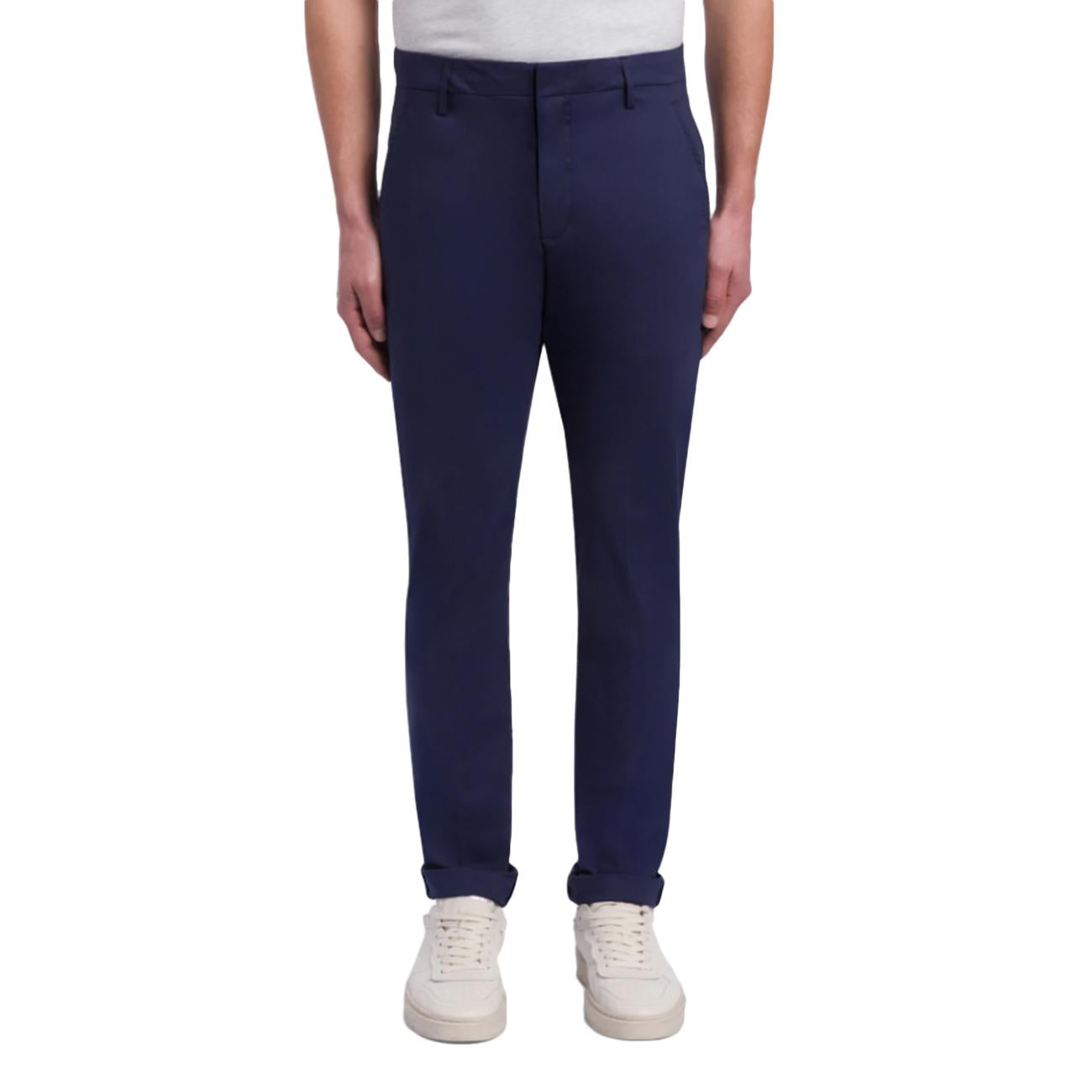 Pantaloni Gaubert Slim In Popeline Cotone E Nylon UP235_PS0020U_002 866 BLU APERTO DONDUP 