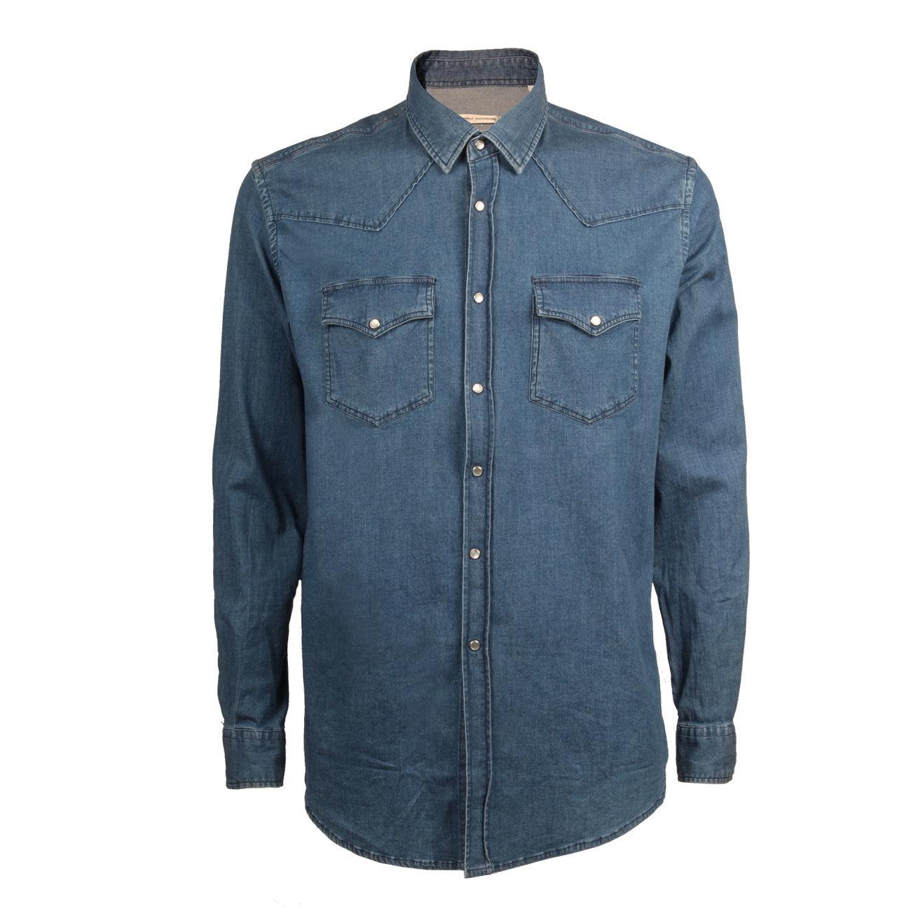 CAMICIA U. WESTERN SUPER STRETCH DA C1831B14354300 103/DENIM MEDIO DANIELE ALESSANDRINI 