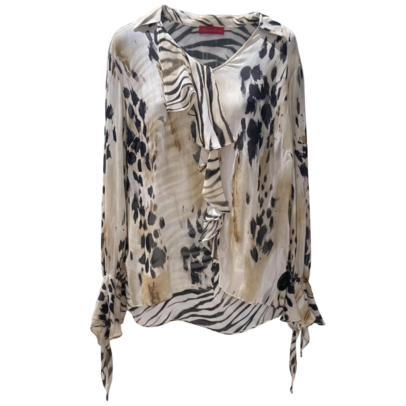 Blusa Jabot In Georgette 2122P100161N 001 NATURALE ELENA MIRO' 