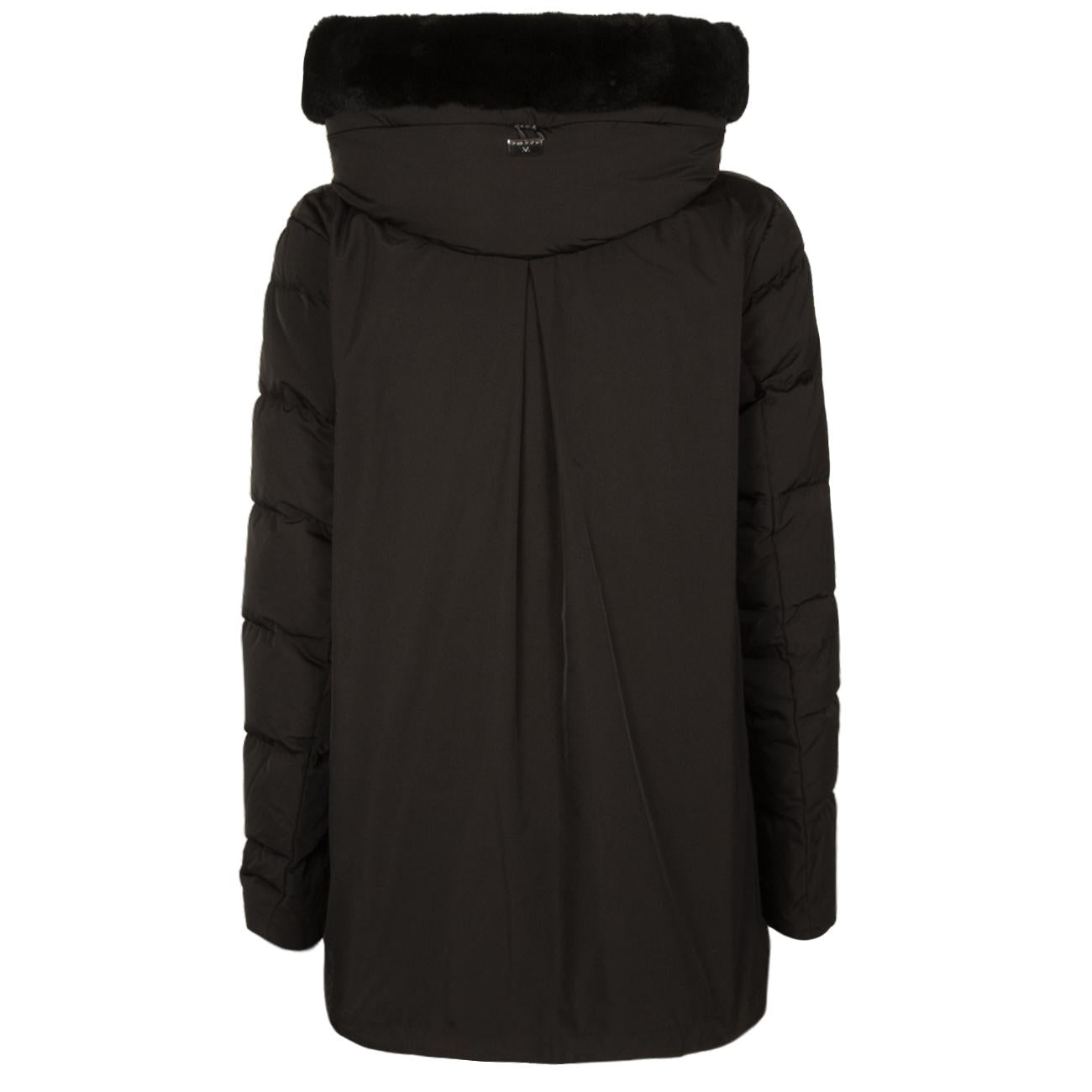 Piumino Con Cappuccio In Pelo Donna Nero 23IMT910.0TC 999 BLACK DIEGO M 
