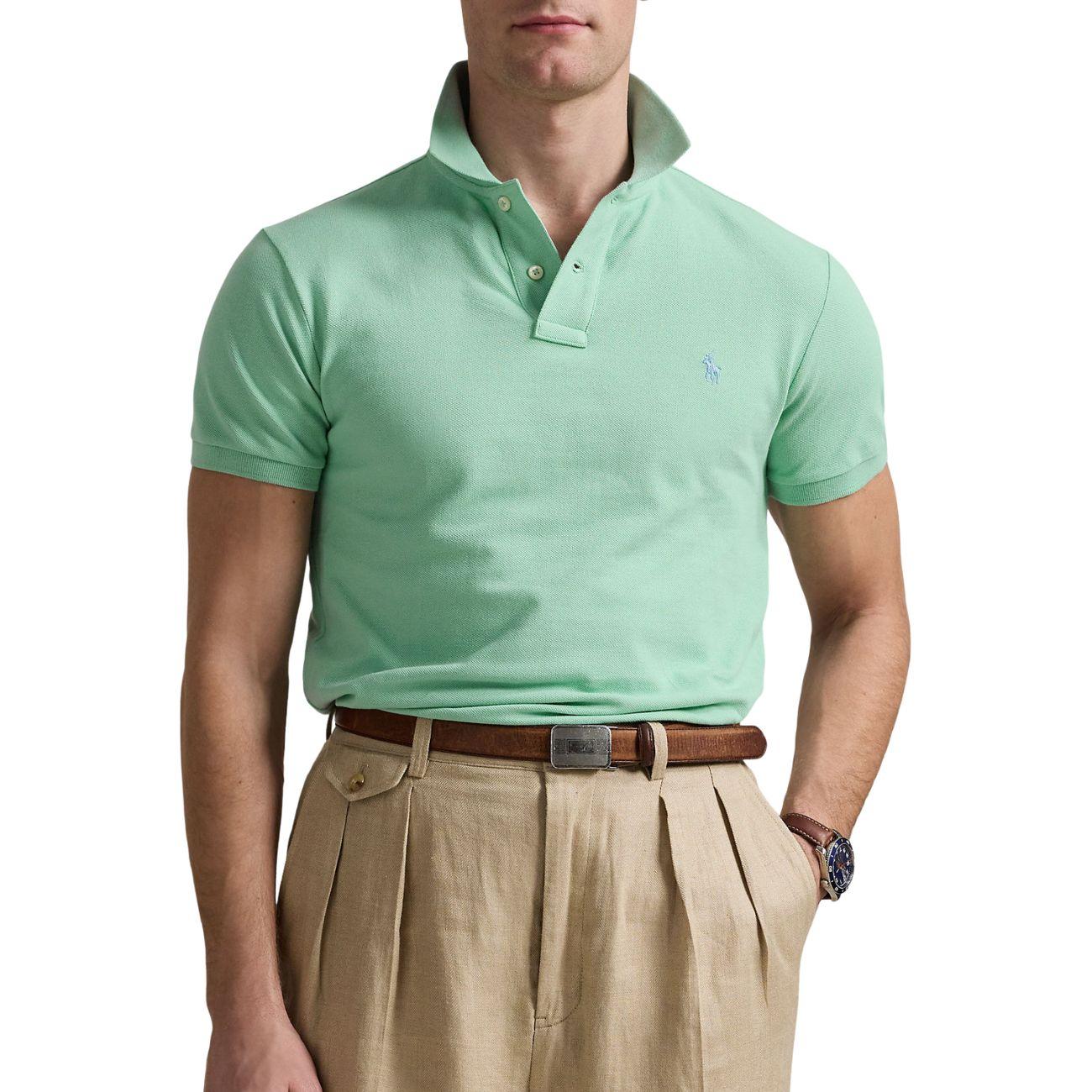 Polo Slim Fit Mesh Uomo Celadon 710536856 451 CELADON/C7215 POLO RALPH LAUREN 
