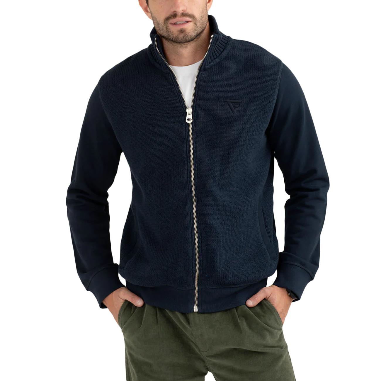 Felpa Full Zip Con Collo In Piedi E Dettagli In Maglia FM25W05FZ A0601 BLUE FRED MELLO 