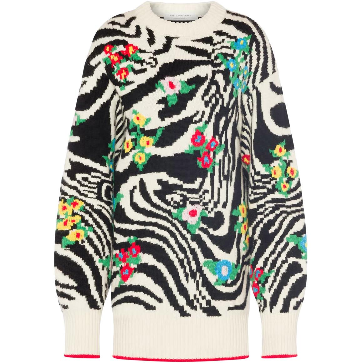 Maxi Maglione Zebrato 0496 5702 A2004 FANTASIA AVORIO PHILOSOPHY 