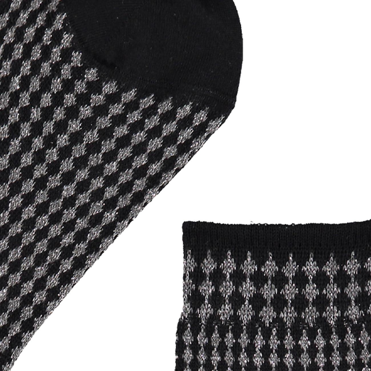 Calze Jacquard Micro Rombo Lurex Donna Nero 65539G V0021 NERO RED SOX 