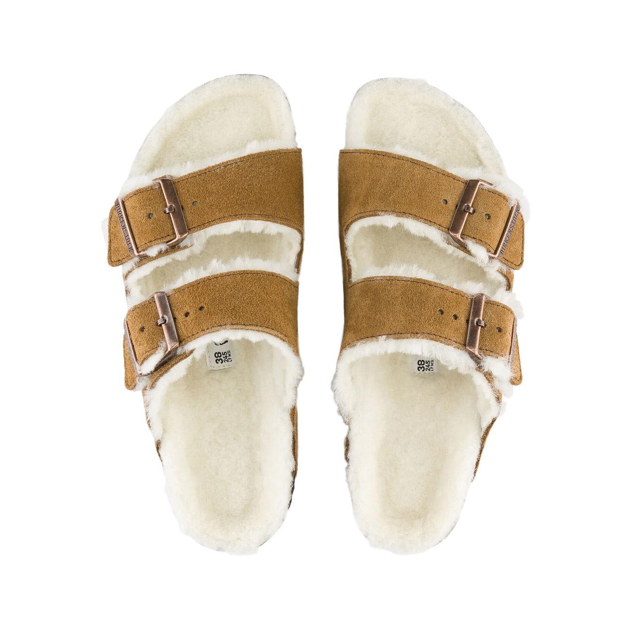 Sandali Arizona In Pelle Scamosciata Con Shearling 1001135 MINK BIRKENSTOCK 