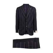 ABITO U. COLLO LANCIA TASCA TICKET POCKET GESSATO LBM 33069/1/3654 BLU RIGATO L.B.M.1911. 